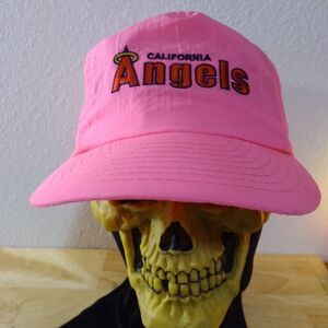 RARE Vintage American Needle California Angels Snap Back Hat Nylon Neon Pink